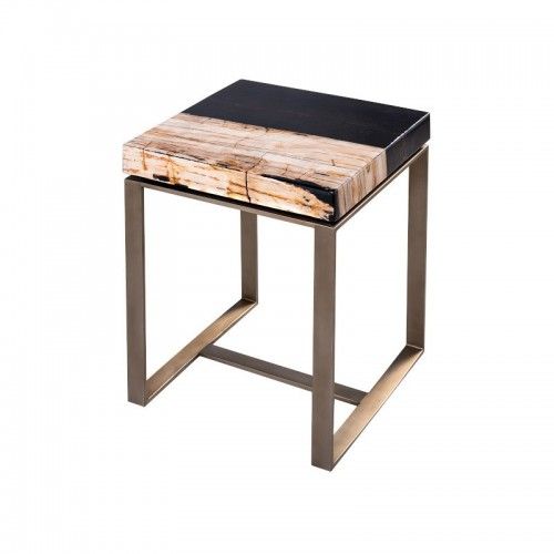 End table in natural stone and steel 56 cm CESARO