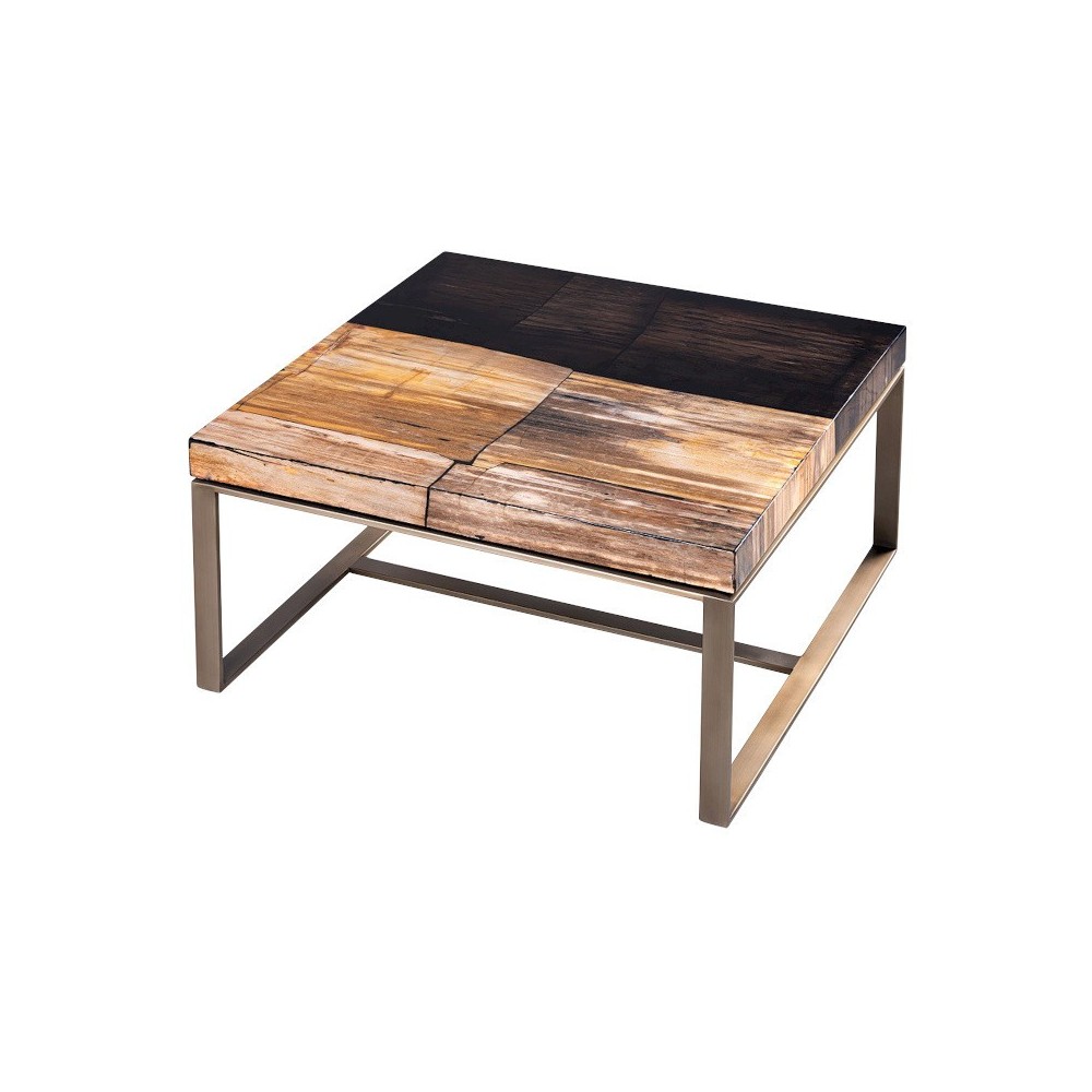 Table basse en pierre naturelle et acier 80 cm CESARO