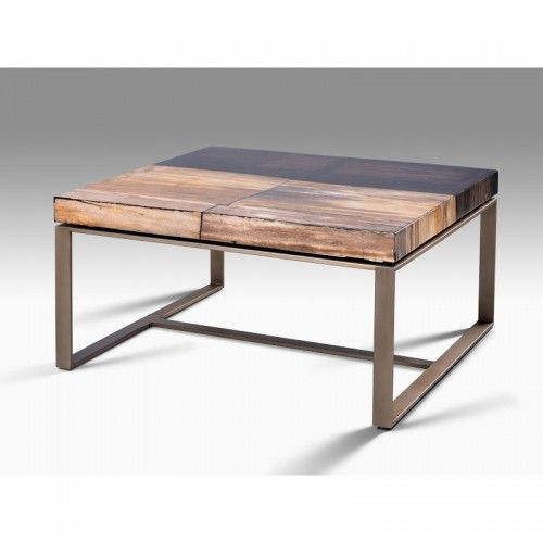 Coffee table in natural stone and steel 80 cm CESARO