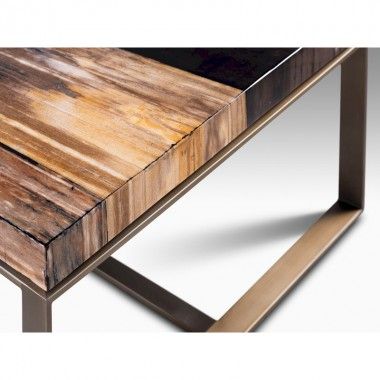 Coffee table in natural stone and steel 80 cm CESARO