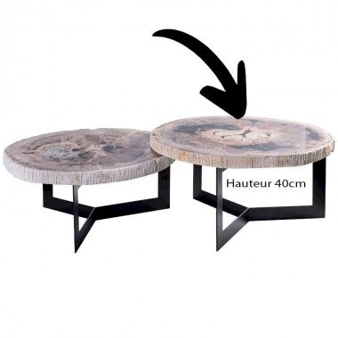Altura de mesa de café de madera pertrificada 40 cm INCOGNITO