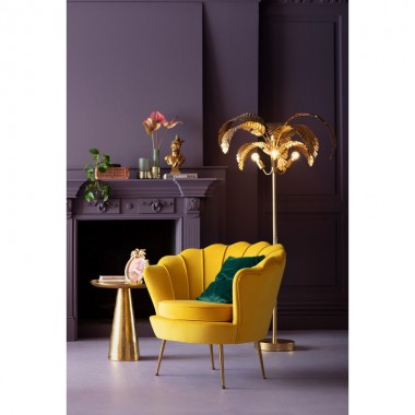 Fauteuil coquillage tissu jaune LILY