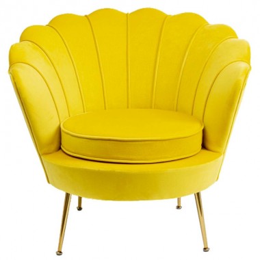 Fauteuil coquillage tissu jaune LILY