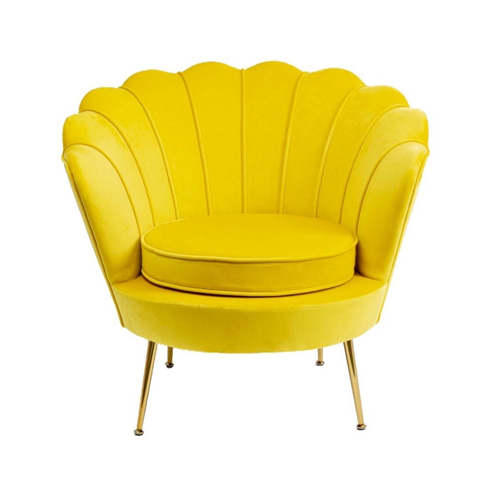 Fauteuil coquillage tissu jaune LILY