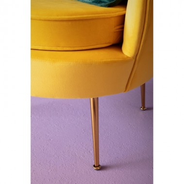 Fauteuil coquillage tissu jaune LILY