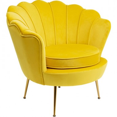 Fauteuil coquillage tissu jaune LILY