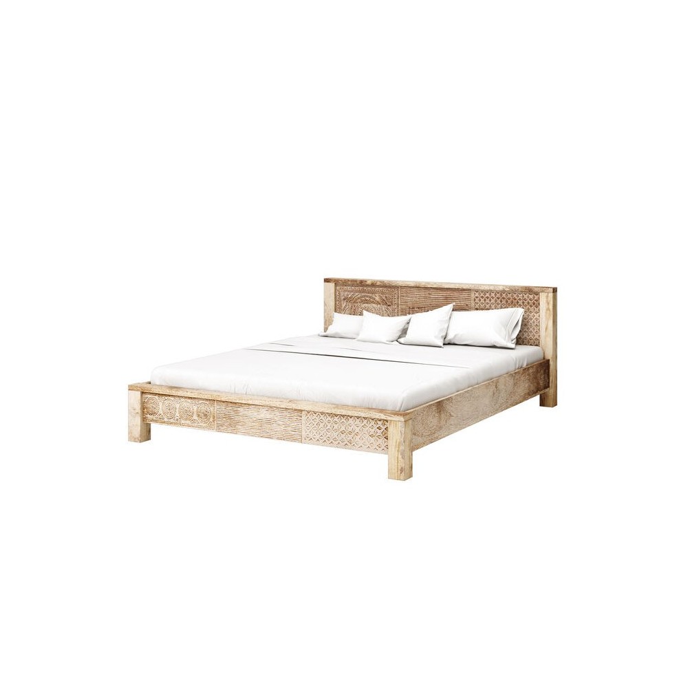 Bed 180 cm ethnic light wood PURO Kare design - 1