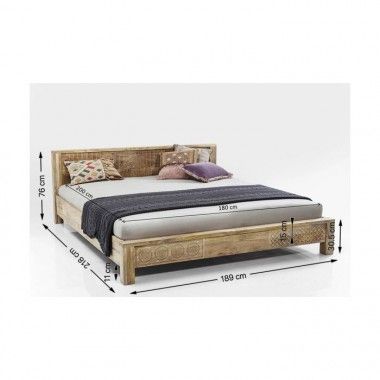 Bed 180 cm ethnic light wood PURO Kare design - 4