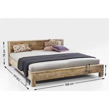 Bed 180 cm ethnic light wood PURO Kare design - 5