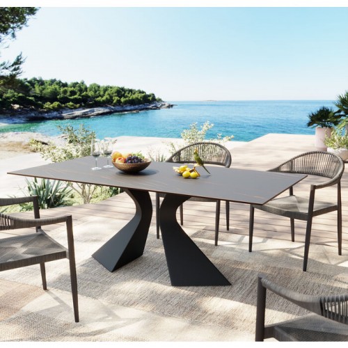 Table à manger céramique noir 180x90cm GLORIA Kare design - 1