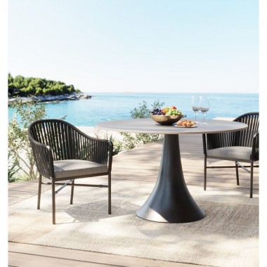 Mesa de cerámica y pie de tulipa negro 110cm GRAND POSSIBILITA Kare design - 3
