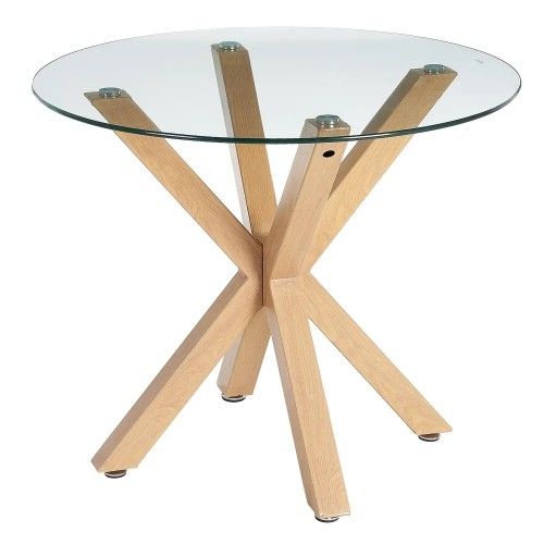 Round dining table in glass and metal 90cm MESA IXIA - 1