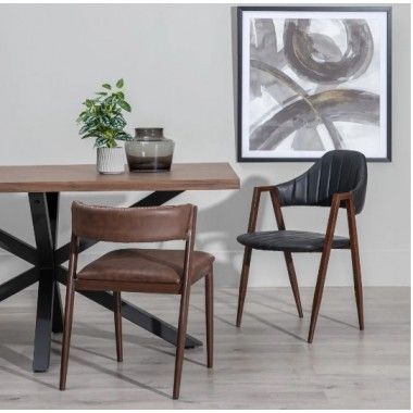 Rechteckiger Esstisch aus Holz und schwarzem Metall 160 cm MESA IXIA - 2
