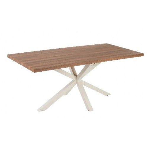 Mesa de comedor rectangular en madera y metal blanco 180cm MESA IXIA - 1 Mesa de comedor rectangular en madera y metal blanco 180cm MESA IXIA - 1