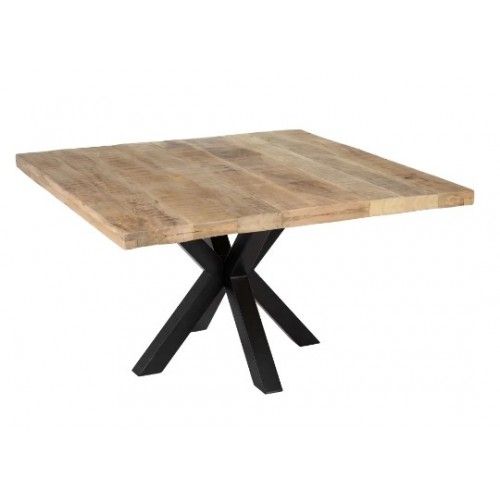 Rectangular dining table in mango wood and black iron 130cm MESA IXIA - 1 Rectangular dining table in mango wood and black iron 130cm MESA IXIA - 1