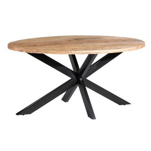 Table à manger ovale en bois et métal noir 160cm MESA IXIA - 1