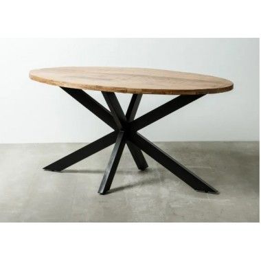 Table à manger ovale en bois et métal noir 160cm MESA IXIA - 3