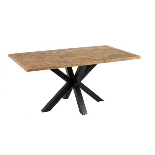 Table à manger rectangulaire en bois de manguier et fer noir 160cm MESA IXIA - 1