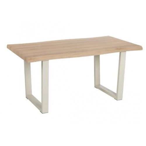 Table à manger rectangulaire en bois et métal crème 160cm MESA IXIA - 1