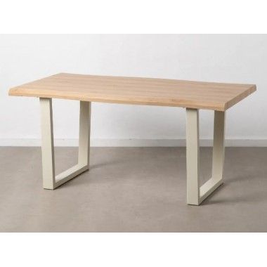 Table à manger rectangulaire en bois et métal crème 160cm MESA IXIA - 2