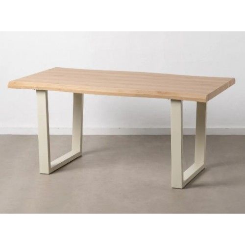 Table à manger rectangulaire en bois et métal crème 160cm MESA IXIA - 1