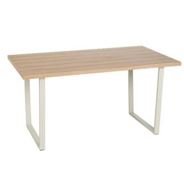 Table à manger rectangulaire en bois naturel et métal crème 150cm MESA IXIA - 1
