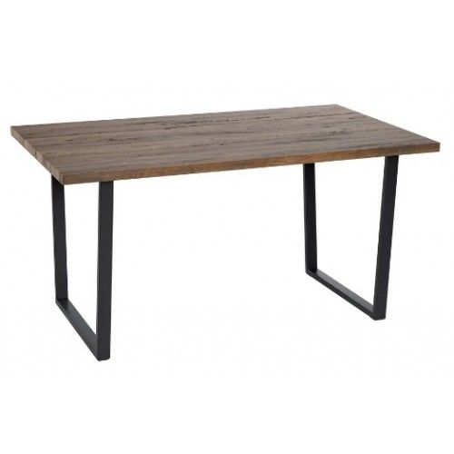Table à manger rectangulaire en bois marron et métal noir 150cm MESA IXIA - 1