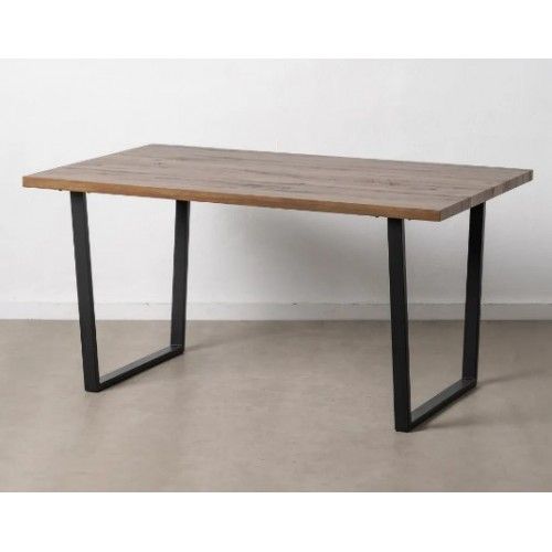 Table à manger rectangulaire en bois marron et métal noir 150cm MESA IXIA - 1