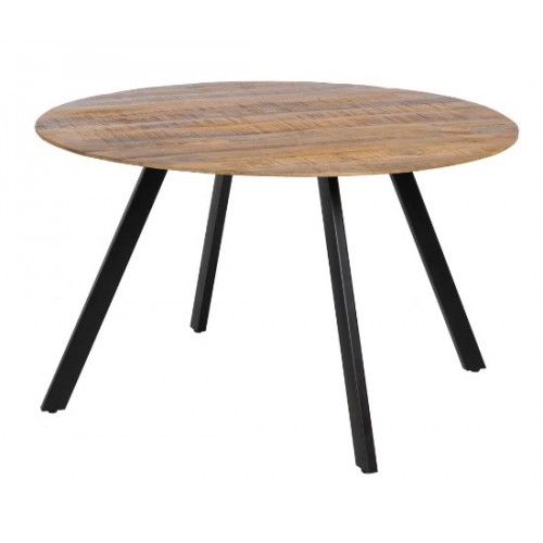 Table à manger ronde en bois et fer noir 130cm MESA IXIA - 1