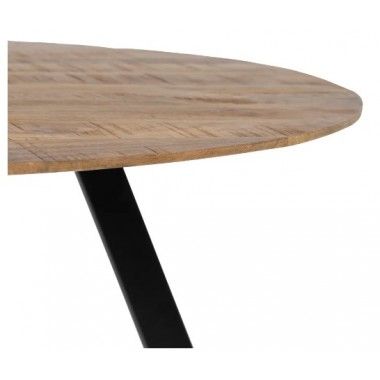 Table à manger ronde en bois et fer noir 130cm MESA IXIA - 5