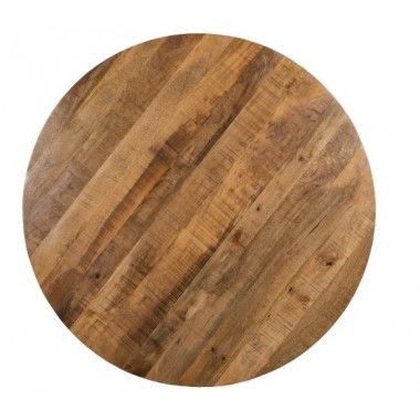 Table à manger ronde en bois et fer noir 130cm MESA IXIA - 8