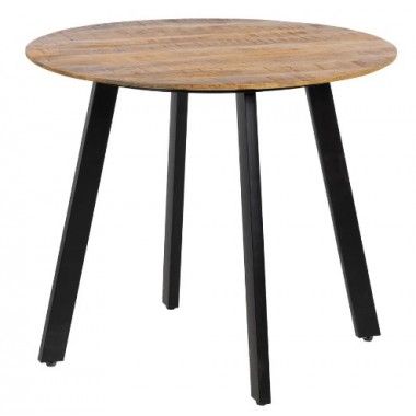 Table à manger ronde en bois et fer noir 90cm MESA IXIA - 1