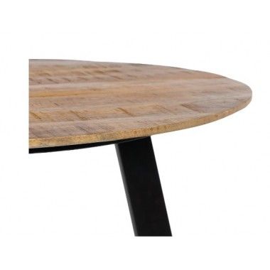 Table à manger ronde en bois et fer noir 90cm MESA IXIA - 5