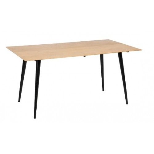 Table à manger rectangulaire en bois clair et fer noir 160cm MESA IXIA - 1