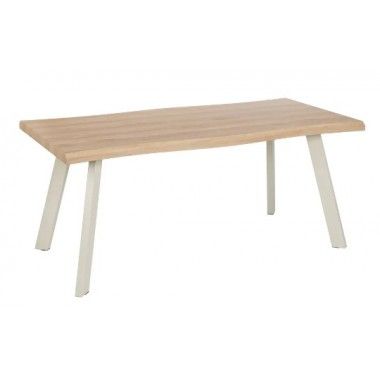 Table à manger rectangulaire en bois naturel et métal crème 180cm MESA IXIA - 1