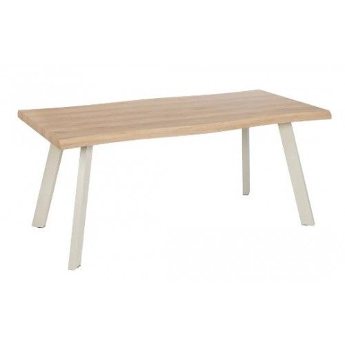 Table à manger rectangulaire en bois naturel et métal crème 180cm MESA IXIA - 1