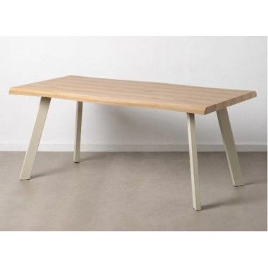 Table à manger rectangulaire en bois naturel et métal crème 180cm MESA IXIA - 2