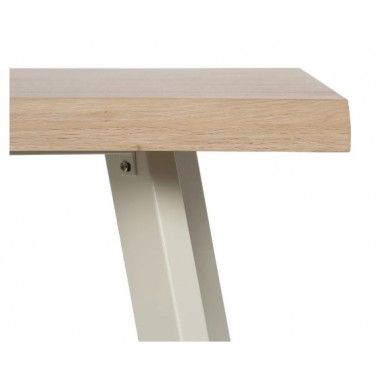 Table à manger rectangulaire en bois naturel et métal crème 180cm MESA IXIA - 6