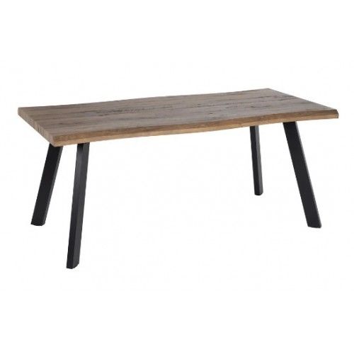 Table à manger rectangulaire en bois marron et métal noir 180cm MESA IXIA - 1