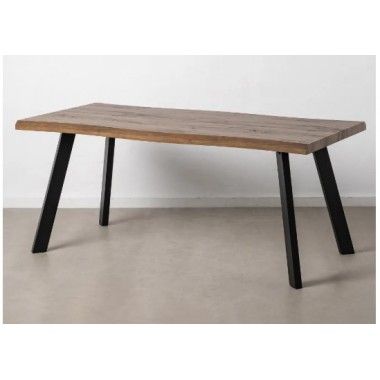 Table à manger rectangulaire en bois marron et métal noir 180cm MESA IXIA - 2