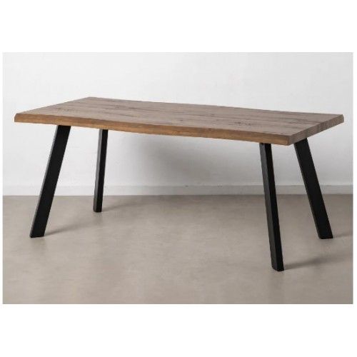 Table à manger rectangulaire en bois marron et métal noir 180cm MESA IXIA - 1