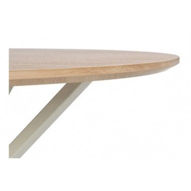 Table à manger ronde en bois naturel et métal crème 120cm MESA IXIA - 4
