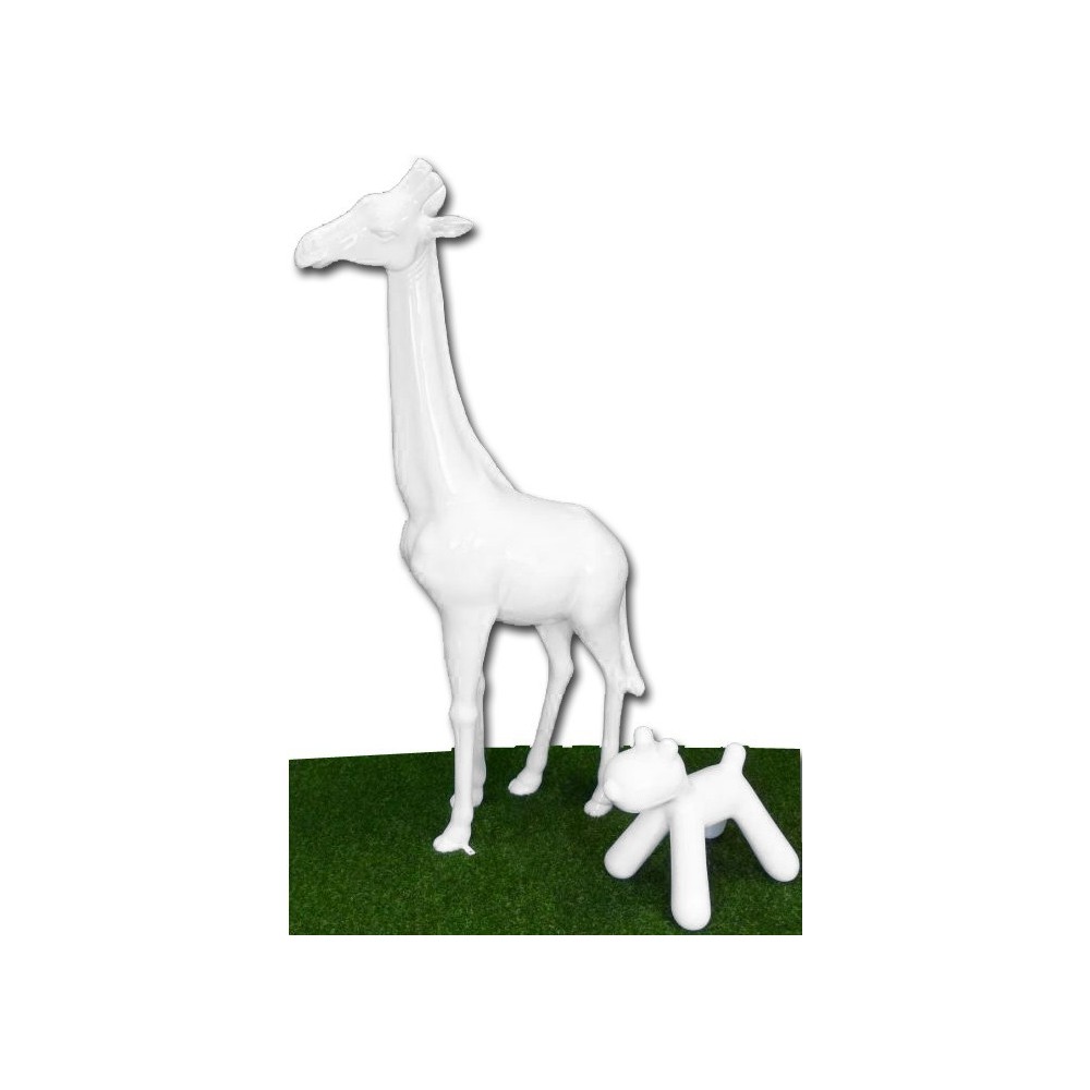 Statue Girafe lacquered white By-Rod - 1