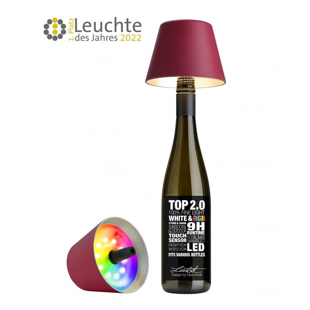 Lampe bouteille rechargeable RGBW bordeaux TOP 2.0 SOMPEX SOMPEX - 2