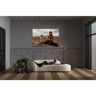 Tableau verre femme guépard 100x150cm désert BEAUTY Kare design - 2