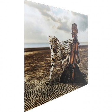 Tableau verre femme guépard 100x150cm désert BEAUTY Kare design - 4