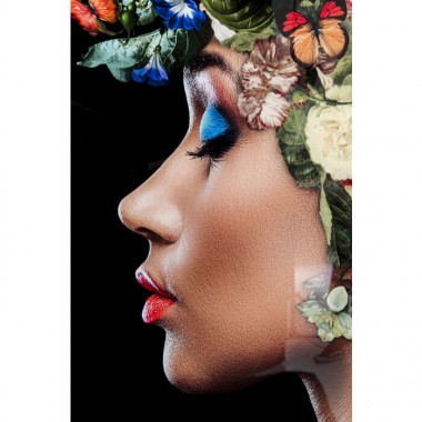 Tableau verre femme fleurs papillons 100x150cm FLOWERS Kare design - 4