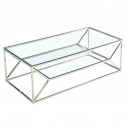 Rechthoekige salontafel van glas en metaal 120x60cm HEXA