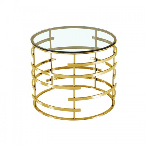 End table gold metal glass...