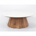 Pine and white marble coffee table Ø90cm YSABEL DRIMMER - 1